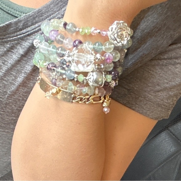 Fluorite beaded bracelet hope joy and creativity healing crystals 8mm - Picture 3 of 7